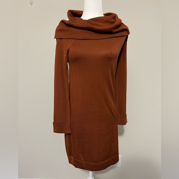 Vince Camuto Dresses & Skirts - NWT - Vince Camuto - Rust Burnt Orange sweater dress with cowl neck. Size XS